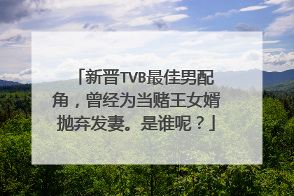 新晋TVB最佳男配角，曾经为当赌王女婿抛弃发妻。是谁呢？