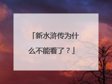 新水浒传为什么不能看了？