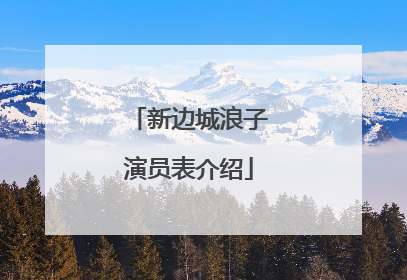 新边城浪子演员表介绍
