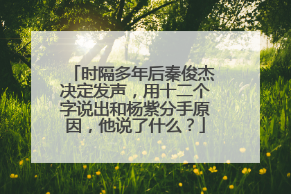 时隔多年后秦俊杰决定发声,用十二个字说出和杨紫分手原因,他说了什么?