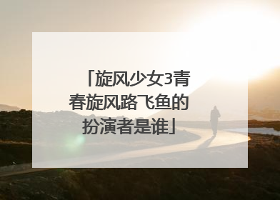 旋风少女3青春旋风路飞鱼的扮演者是谁