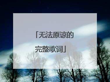 无法原谅的完整歌词