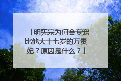 明宪宗为何会专宠比他大十七岁的万贵妃?原因是什么?