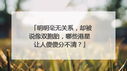 明明毫无关系，却被说像双胞胎，哪些港星让人傻傻分不清？