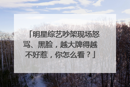 明星综艺吵架现场怒骂、黑脸，越大牌得越不好惹，你怎么看？