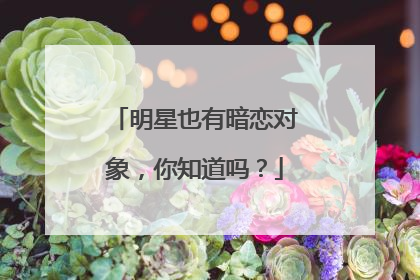 明星也有暗恋对象，你知道吗？