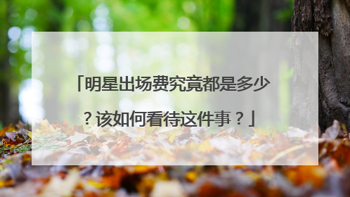 明星出场费究竟都是多少?该如何看待这件事?