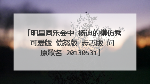 明星同乐会中 杨迪的模仿秀 可爱版 愤怒版 忐忑版 问原歌名 20130531