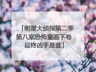 明星大侦探第二季第八案恐怖童谣下卷最终凶手是谁