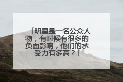 明星是一名公众人物，有时候有很多的负面影响，他们的承受力有多高？