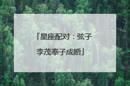 星座配对：弦子李茂奉子成婚