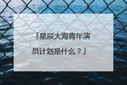 星辰大海青年演员计划是什么？