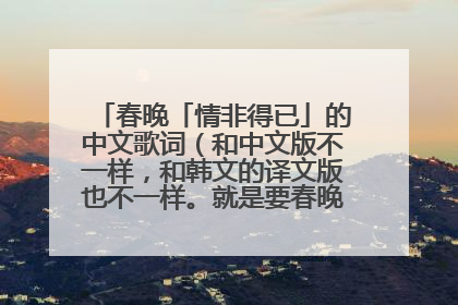 春晚「情非得已」的中文歌词（和中文版不一样，和韩文的译文版也不一样。就是要春晚字幕的那个版本）