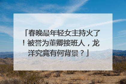 春晚最年轻女主持火了！被誉为董卿接班人，龙洋究竟有何背景？