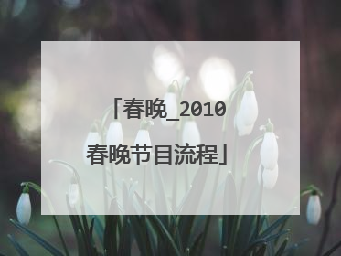 春晚_2010春晚节目流程