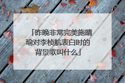 昨晚非常完美施晴瑜对李桢航表白时的背景歌叫什么