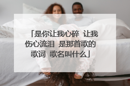 是你让我心碎 让我伤心流泪 是那首歌的歌词 歌名叫什么