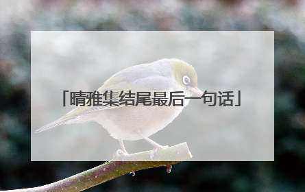 晴雅集结尾最后一句话