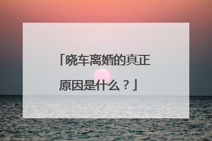 晓车离婚的真正原因是什么?