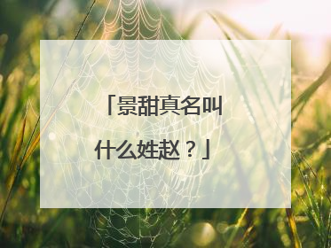 景甜真名叫什么姓赵?