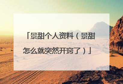 景甜个人资料(景甜怎么就突然开窍了)