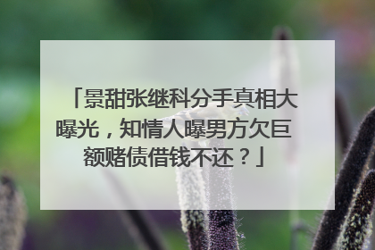 景甜张继科分手真相大曝光，知情人曝男方欠巨额赌债借钱不还？