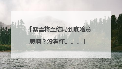 暴雪将至结局到底啥意思啊?没看懂。。。