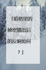 暗格里的秘密播出后的反响如何?