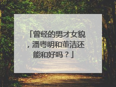 曾经的男才女貌，潘粤明和董洁还能和好吗？