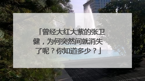 曾经大红大紫的张卫健，为何突然间就消失了呢？你知道多少？