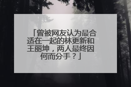 曾被网友认为最合适在一起的林更新和王丽坤,两人最终因何而分手?