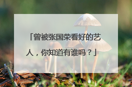 曾被张国荣看好的艺人,你知道有谁吗?