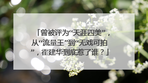 曾被评为“天涯四美”，从“流量王”到“无戏可拍”，霍建华到底惹了谁？