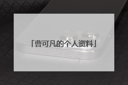 曹可凡的个人资料