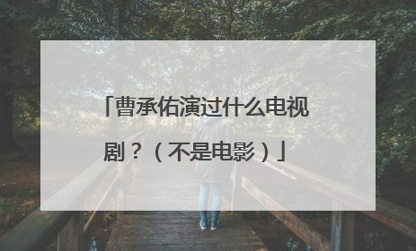 曹承佑演过什么电视剧?(不是电影)