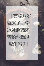 曹骏八岁就火了,李冰冰赵薇还曾给他做过配角吗?