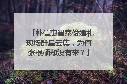 朴信惠崔泰俊婚礼现场群星云集,为何张根硕却没有来?