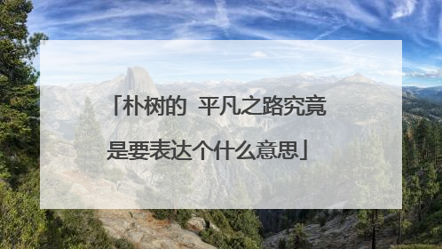 朴树的 平凡之路究竟是要表达个什么意思