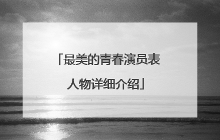 最美的青春演员表 人物详细介绍