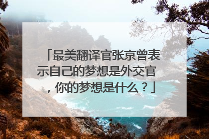 最美翻译官张京曾表示自己的梦想是外交官,你的梦想是什么?