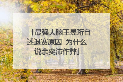 最强大脑王昱珩自述退赛原因 为什么说余奕沛作弊