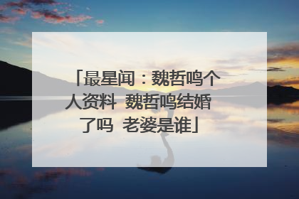 最星闻:魏哲鸣个人资料 魏哲鸣结婚了吗 老婆是谁