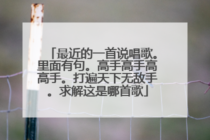 最近的一首说唱歌。里面有句。高手高手高高手。打遍天下无敌手。求解这是哪首歌