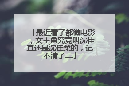 最近看了部微电影，女主角究竟叫沈佳宜还是沈佳柔的，记不清了……