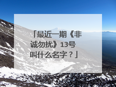 最近一期《非诚勿扰》13号叫什么名字？