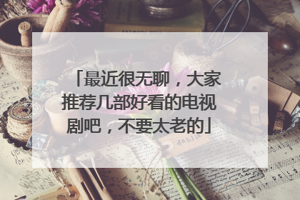 最近很无聊,大家推荐几部好看的电视剧吧,不要太老的