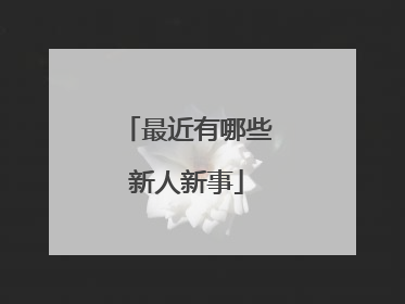 最近有哪些新人新事