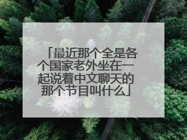 最近那个全是各个国家老外坐在一起说着中文聊天的那个节目叫什么