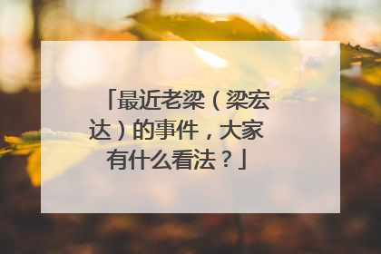 最近老梁（梁宏达）的事件，大家有什么看法？