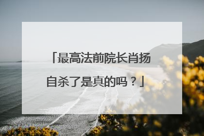 最高法前院长肖扬自杀了是真的吗?
